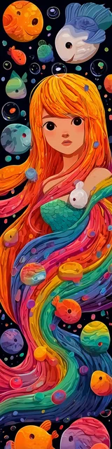 Free mermaid bookmark with a rainbow mermaid